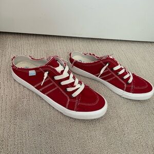 Red Canvas Sneakers with White Laces (NEW)